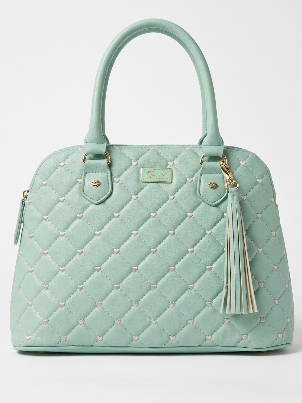 BETSEY JOHNSON QUILTED STUDDED FAUX LEATHER PURSE